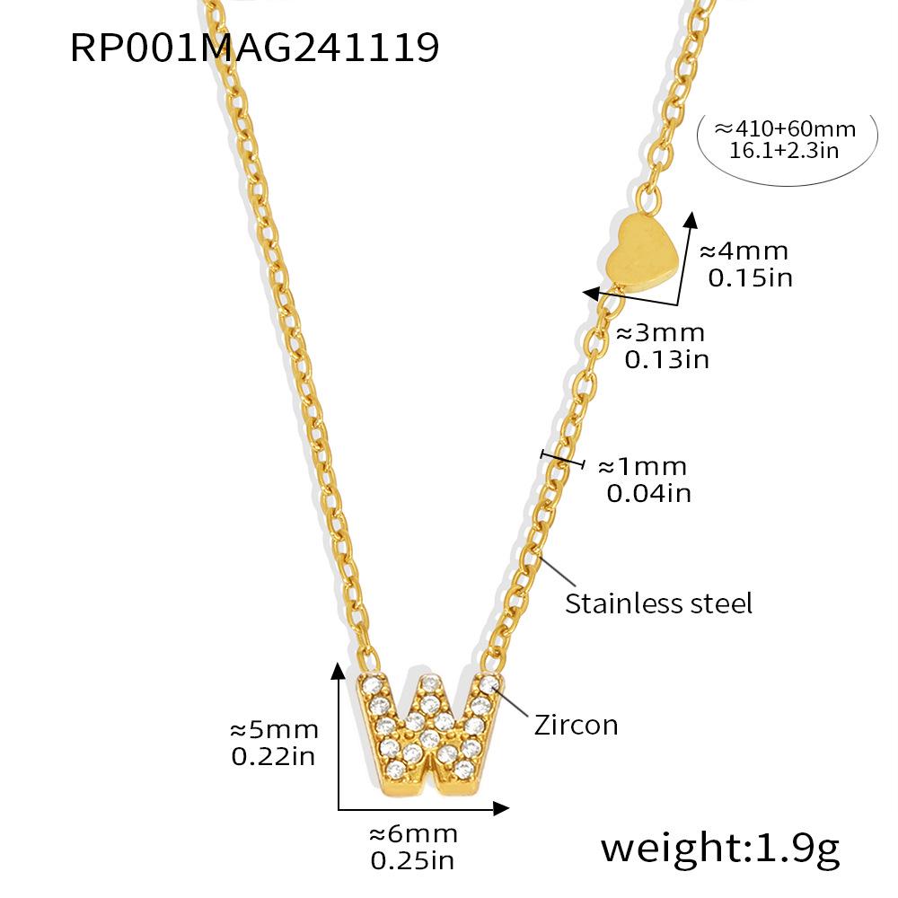 Qiong Yao 26-Letter Zircon Inlaid Jewelry Set: Gold-Plated Titanium Steel Necklace, Bracelet, Ring, and Stud Earrings.