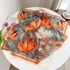 Summer new double-sided velvet scarf air-conditioned room with shawl women travel photo thin sunscreen 61 small square scarf