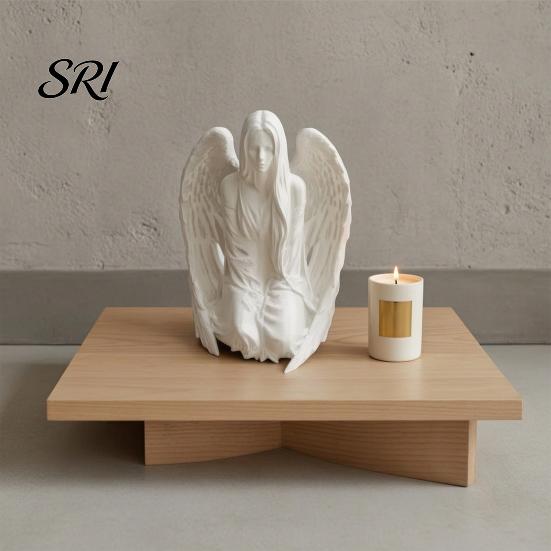 Simple Angel Decor 3D Printed Figurine, Desktop Ornament, Resin Sculpture Pleated Clothes for Bedroom Entrance Hall Study Room Stylish Home