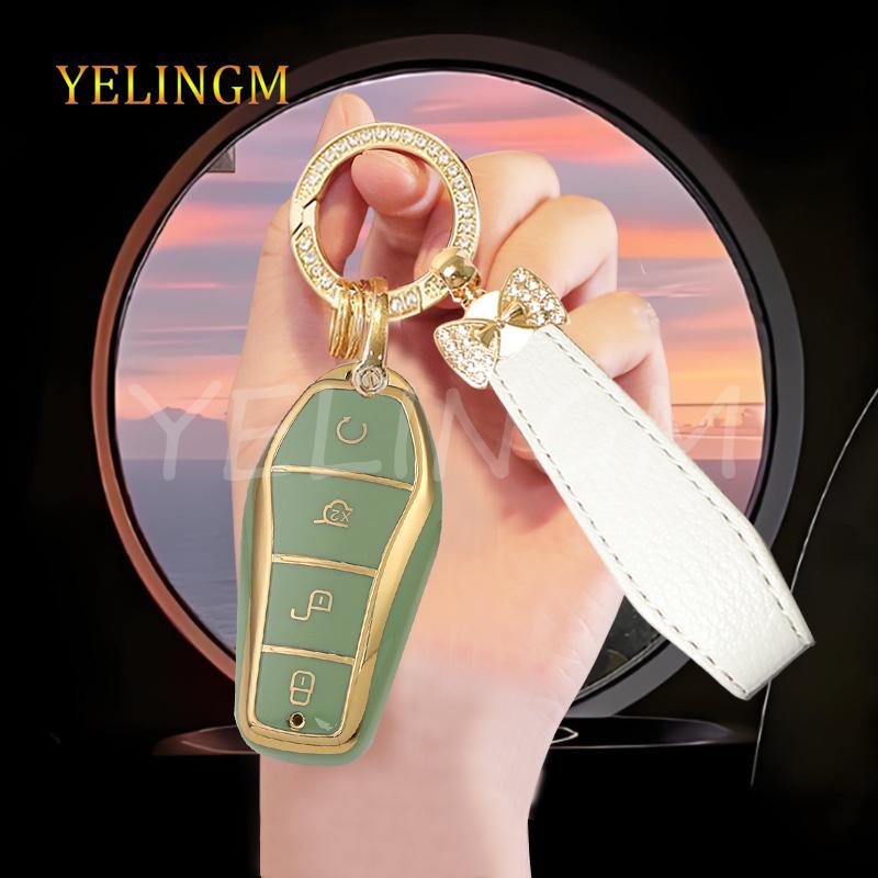 Soft Tpu Car Remote Key Case Fob For Byd Qin Plusdmi Atto 3 Han Ev Dolphin Protection Cover Shell Auto Interior Accessories