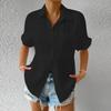 Summer Casual Solid Color Shirts Women Fashion Turn-down Collar Short Sleeves Pockets Buttons Cardigans Commute Slimming Blouses