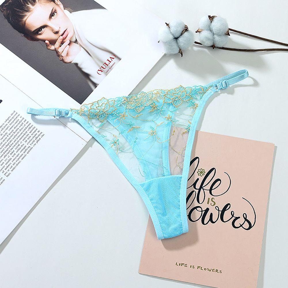 Low-waist T-Back G String Cotton Crotch Sexy Briefs Mesh Thong Flowers Panties Lady Lingerie