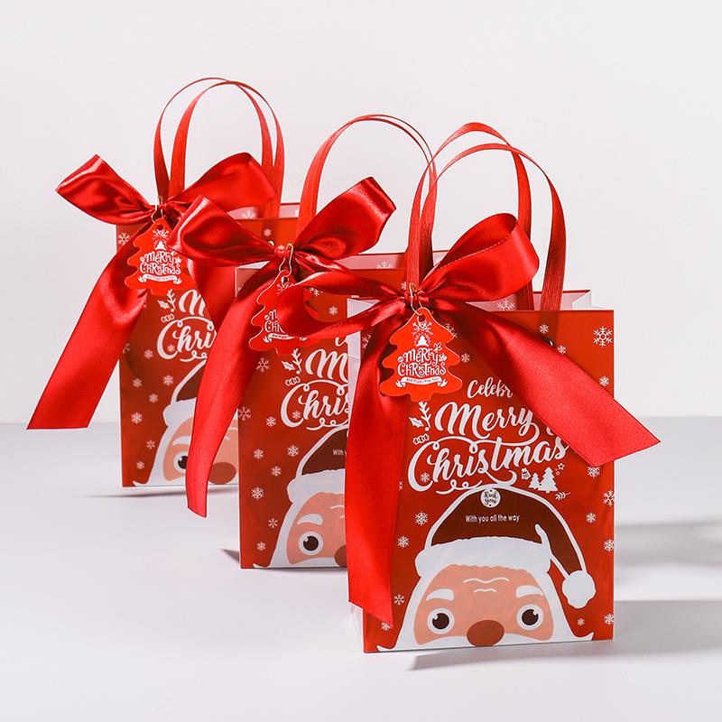 Santa Claus Christmas Gift PVC Tote Bag - Square Souvenir & Apple Packaging for Christmas Eve