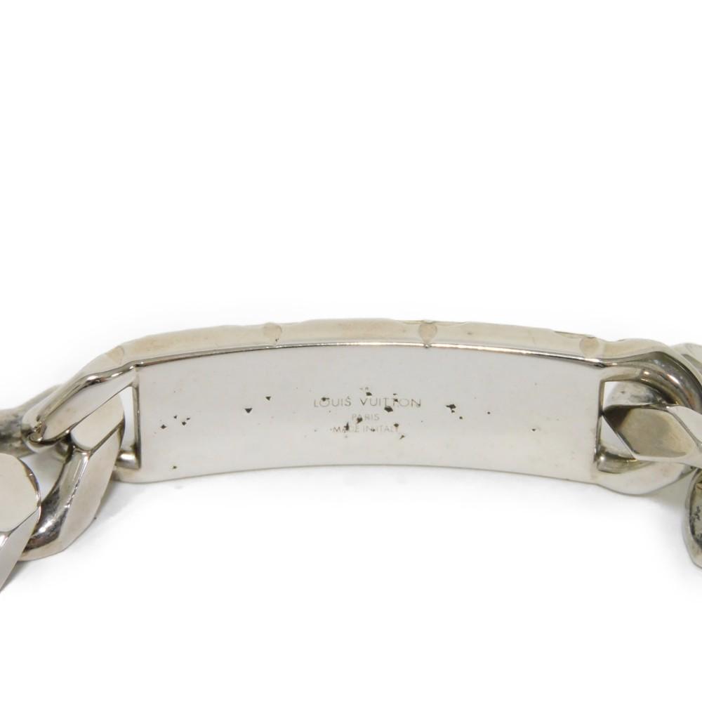 Used 12564 Bracelet Chain Monogram M62486 7986 LV Logo Flower Curb Chain Metal Silver Men's from Japan AUTHENTIC
