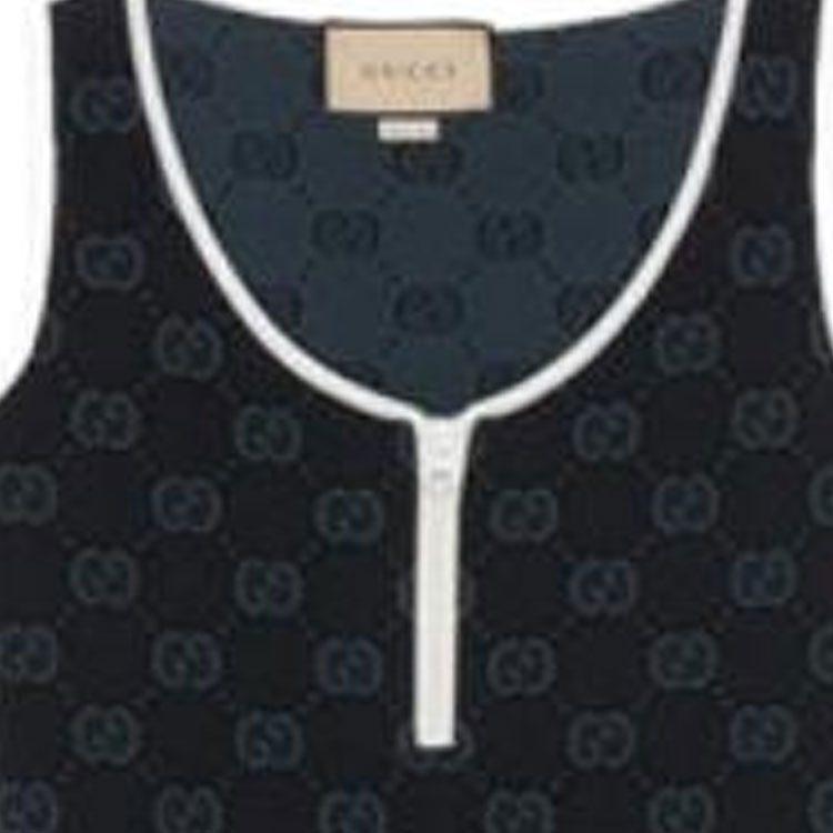 Gucci Tank Tops Women's Blue Crew Neck Moderate Straight Fit 754062-XKDCR-1142