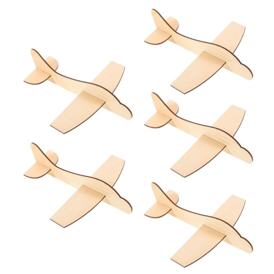 5Pcs Unfinished Wooden Aircraft Model DIY Graffiti Painting Puzzle Airplane Kids Educational Toy Toddlers Boys Girls Flying Plane Crafts Decoration