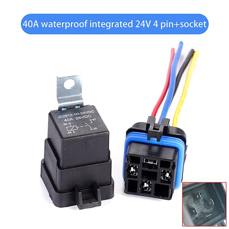 1 Set Car Relay With Socket Dc 12/24V 40A 4/5Pin Amp Waterproof Relay Harness Tinned Copper Wires 5-Pin Spdt For Boat Auto Fan
