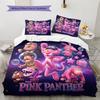 The Pink Panther Pattern Bedding Quilt Set Quilt Cover Pillowcase Home Birthday Gift(1 * Duvet Cover + 2 * Pillowcase, Without Core)