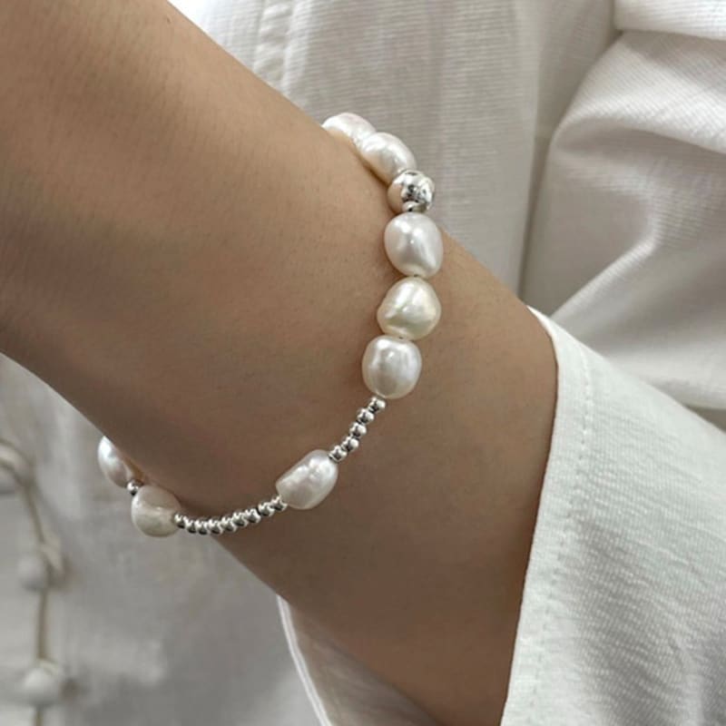 

moire_ Mixed pearl bracelet Silver