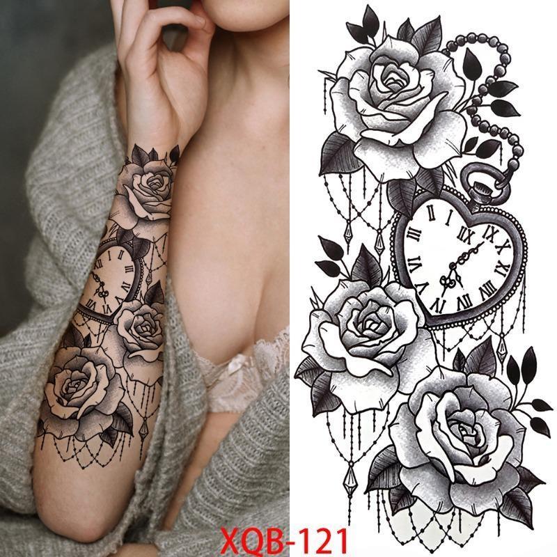 1 PC 210*114MM Waterproof Temporary Tattoo Sticker Spider Flash Tattoos Sanskrit Tiger Flower Body Art Arm Fake Tatoo For Women Men