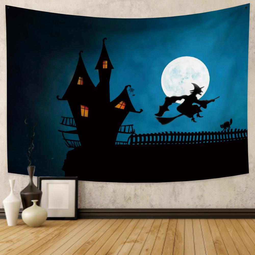 Home Decor Tapestry Witch Pumpkin Halloween Party Ation  Living Room Bedroom Wall  Backdrop Fabric