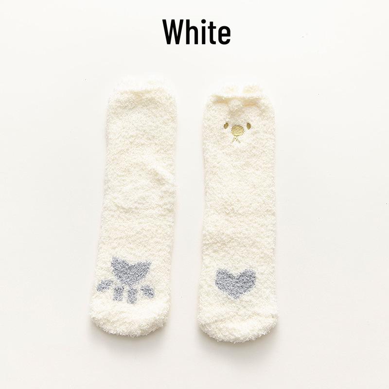Women's Thick Coral Fleece Mid-Tube Socks: Warm, Non-Shedding, Solid Color – Perfect for Maternity and Floor Wear