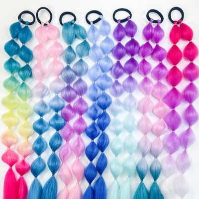 Mode Flechtwerk Süße Haargummis Mädchen Farbverlauf Kirschblütenpuder Twist Langer Zopf Perücke Haarbänder Party Dating Haaraccessoires