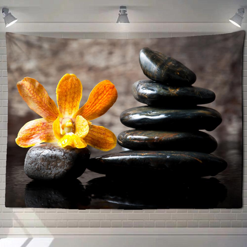Wall Tapestry, Zen Garden, Massage Stone and Water Lily Beach Towel Throw Blanket Picnic Yoga Mat Family Outfit