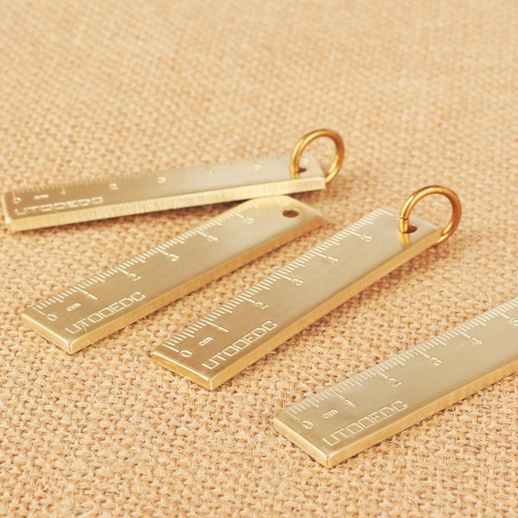6cm Pure Copper Ruler Keychain Decoration