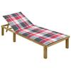 VidaXL Chaise Longue with Cushion Red Checks Impregnated Pine Wood