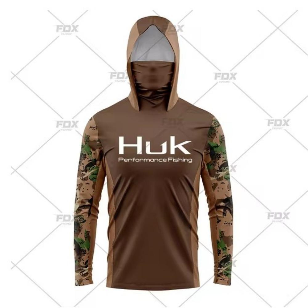 Tuta da pesca HUK integrata con maschera con cappuccio per sport all'aperto transfrontaliera, leggera e sottile, protezione solare, manica lunga, tuta da pesca Luya