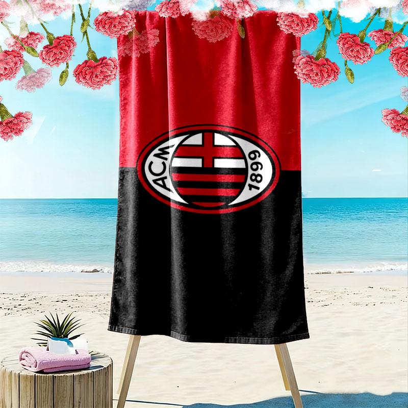 Asciugamano da Spiaggia Stampa AC Milan, Asciugamano Grande Morbido Asciugatura Rapida per Spiaggia Campeggio Nuoto