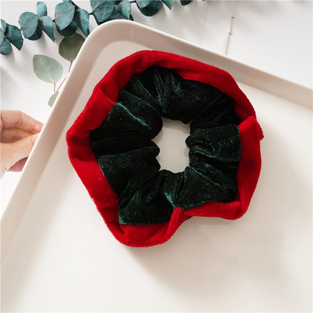 Winter Simple Elastic Patchwork Women Hair Rope Velvet Scrunchie Hair Bands Christmas Scrunchie