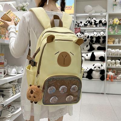 Cute Capybara Casual Student Large Capacity Waterproof Backpack Fashionable Backpack for Class High Appearance Double Shoulder Carry