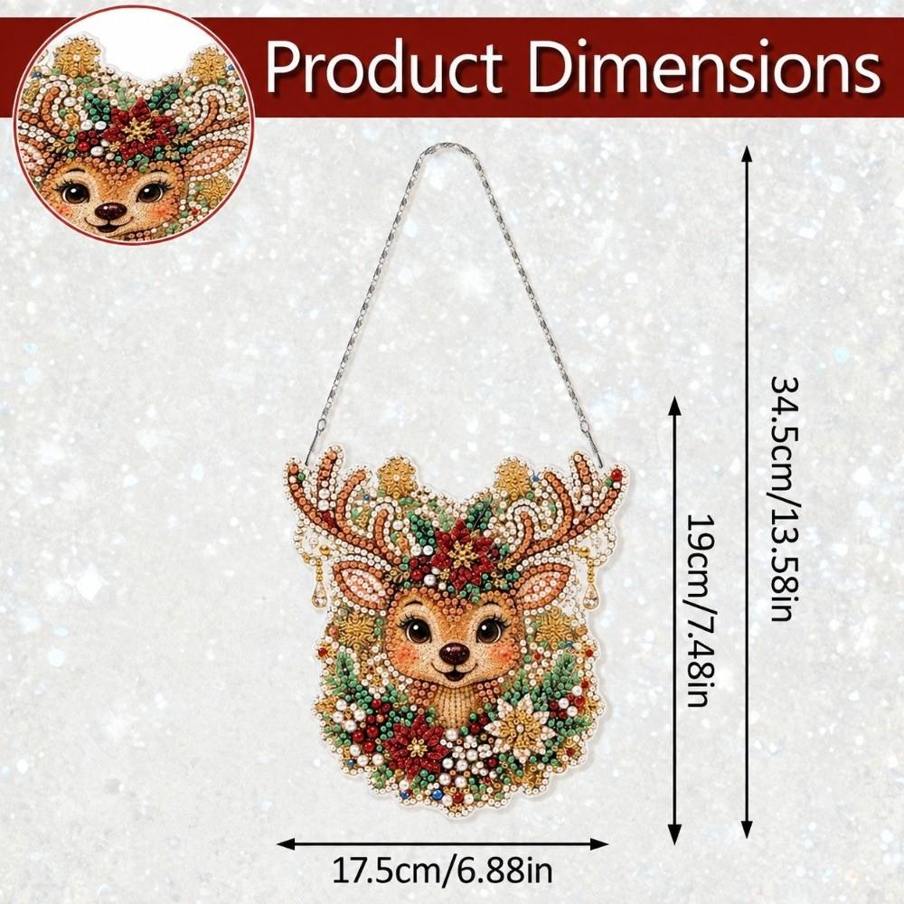 DIY Acrylic Xmas Pendant 2D Flat Diamond Painting Hanging Ornament Home Decoration