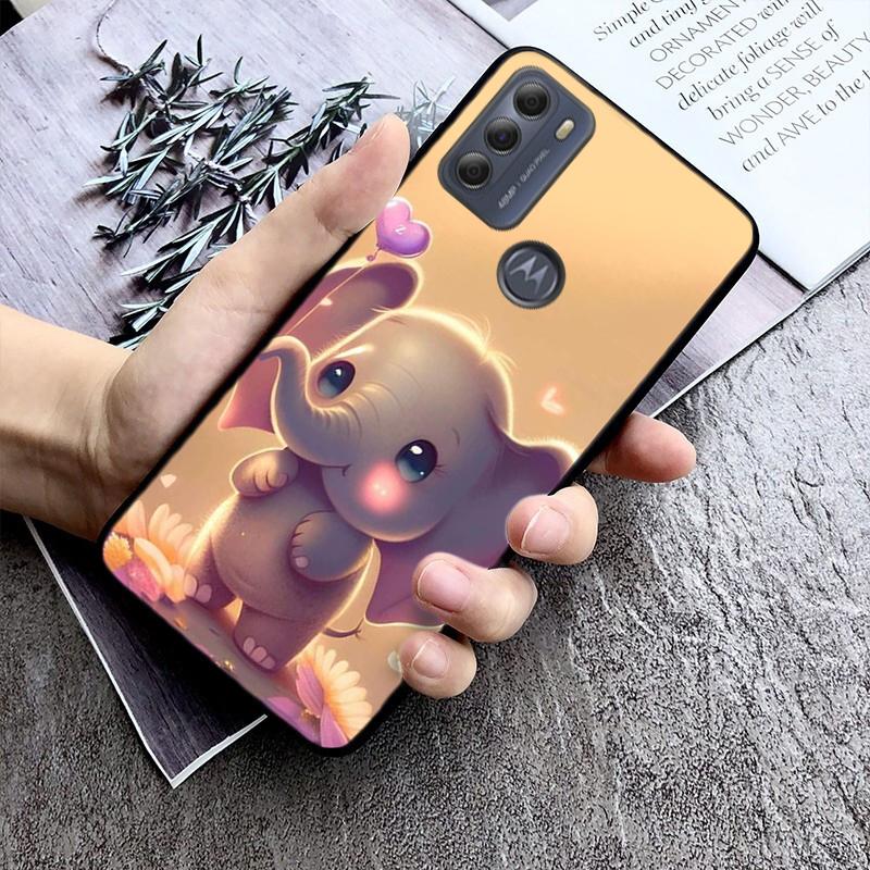 Cute Baby Elephants Phone Case For Moto G84 G23 G24 G31 G32 G41 G51 G52 G53 G54 G71 G82 G42 G62 G200 G Play G Stylus