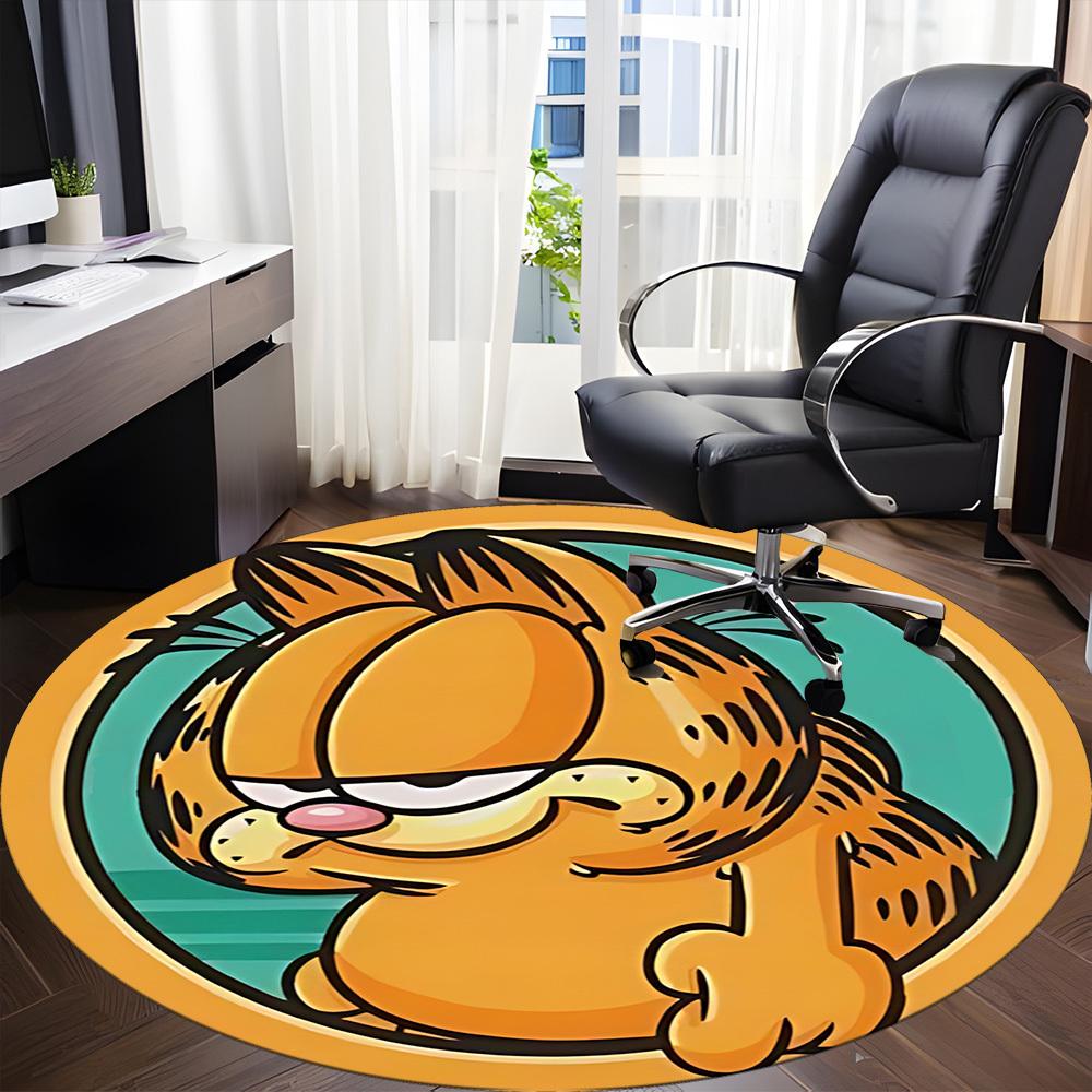 1pc Garfield Cat Office Round Area Rug, Under Office Chairs Bedroom Living Room Home Decor, Available in Various Sizes