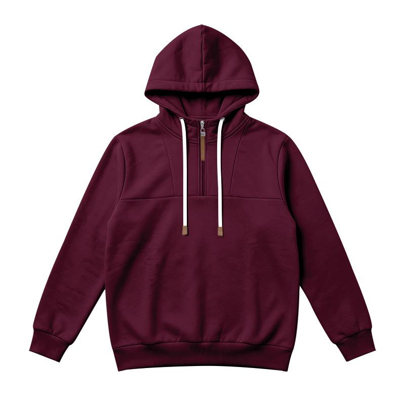 Men S Casual Half Zip Hooded Sweatshirt Basic Style European Size Autumn