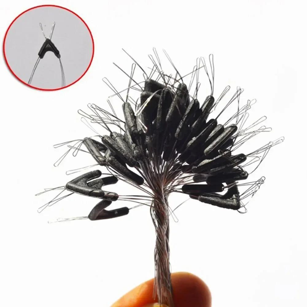 50pcs Double Hooks Contactor Device Line Space Bifurcation Eight Type Space Bean Line Swivel Tying Tool Fishing Accessories