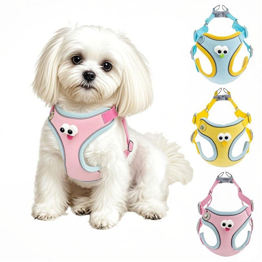 Big Eyes Dog Harness Vest Cartoon Dog Harness and Leash Set Cat Chest Straps  for Dogs Cats