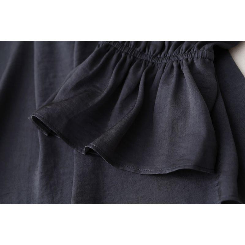 Foreign Trade Original Order French Style Elegance Tie-Neck Flared Sleeves Satin Chiffon Shirt Women's Spring and Summer Loose Pullover Acetate Tops