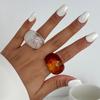SHIXIN Vintage Smooth Brown Orange Resin Acrylic Rings for Women Minimalist Geometric Chunky Ring Set Autumn/Winter Jewelry New
