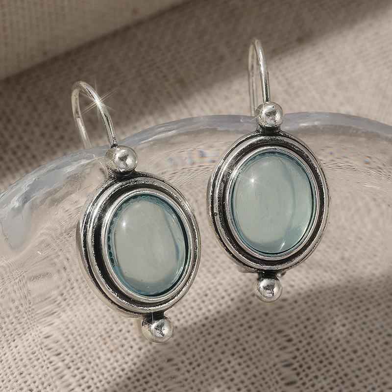 Retro Elegant Imitation Pearl Round Silvery Plated Pendant Earrings Women Handcrafted Copper Jewelry Accessories Exquisite Gifts