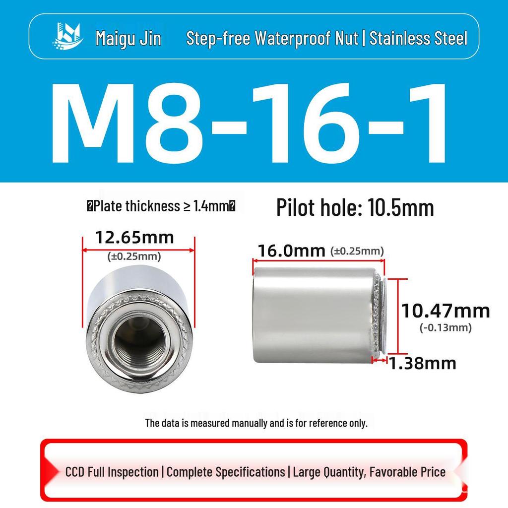 304/316 Stainless Steel Waterproof Sealing Nut, Press-In Thread, BS/BS4/BSS-M3M8