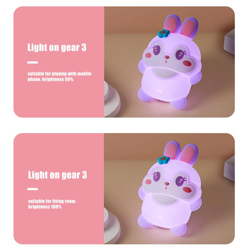 Cute Bunny Desk Lamp Animal Bunny Desktop Night Lamp 30-minute Timing Function Bedroom Table Lamp For Bedside Bookshelf Children