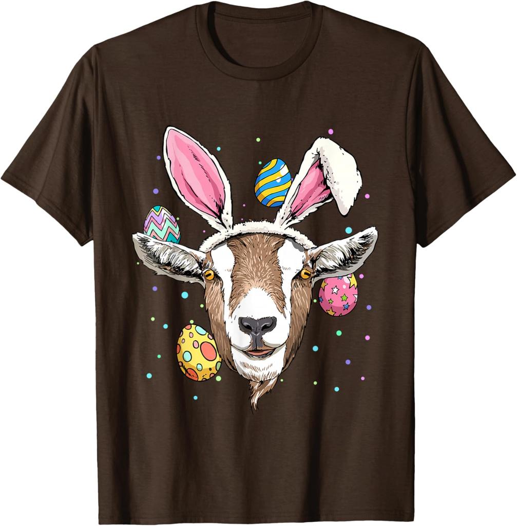 Easter Bunny Goat Graphic Tee Funny Farm Animal Lover Spring Holiday T-Shirt