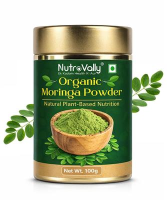 NutroVally Organic Moringa Powder 100g | Pure Moringa Leaf Powder | Natural Superfood | Rich In Vitamins, Antioxidants & Iron | Plant-Based Nutr