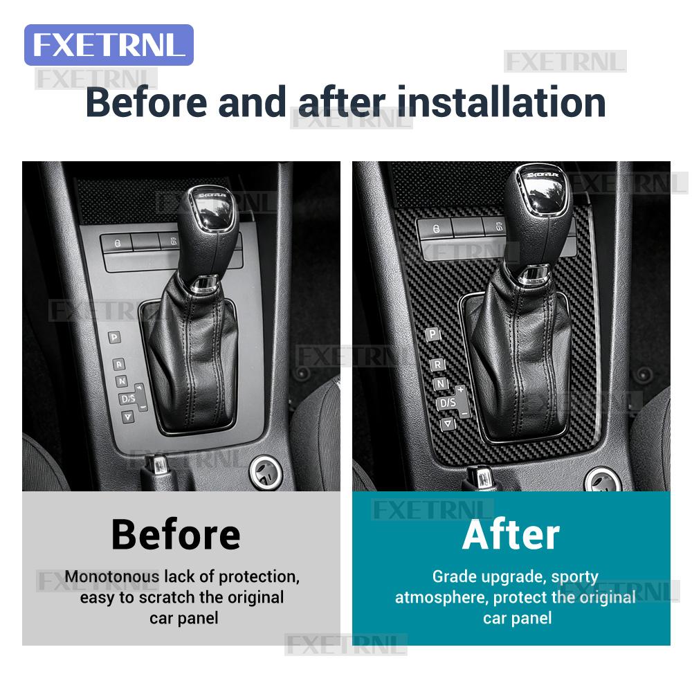 Soft Carbon Fiber for Skoda Octavia MK3 5E 2015 2016 2017 2018 2019 2020 Automatic Gear Shift Frame Trim Interior Accessories