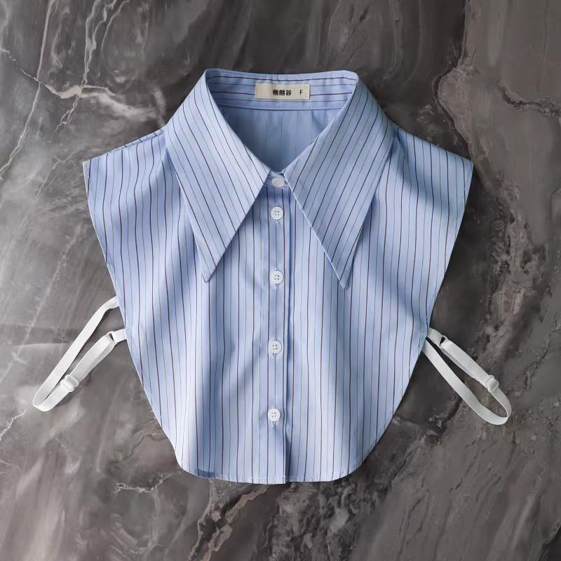 

Elegant Autumn Fake Collar Women Fake Half Shirt Woman Stripe False Collar Shirt Detachable Collars Ladies Removable Nep Kraagie