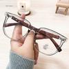 Trendy Anti Blue Light Wooden Grain Leg TR90 Myopia Glasses, Men Women Big Square Blue Ray Blocking for Computer Glass Frames
