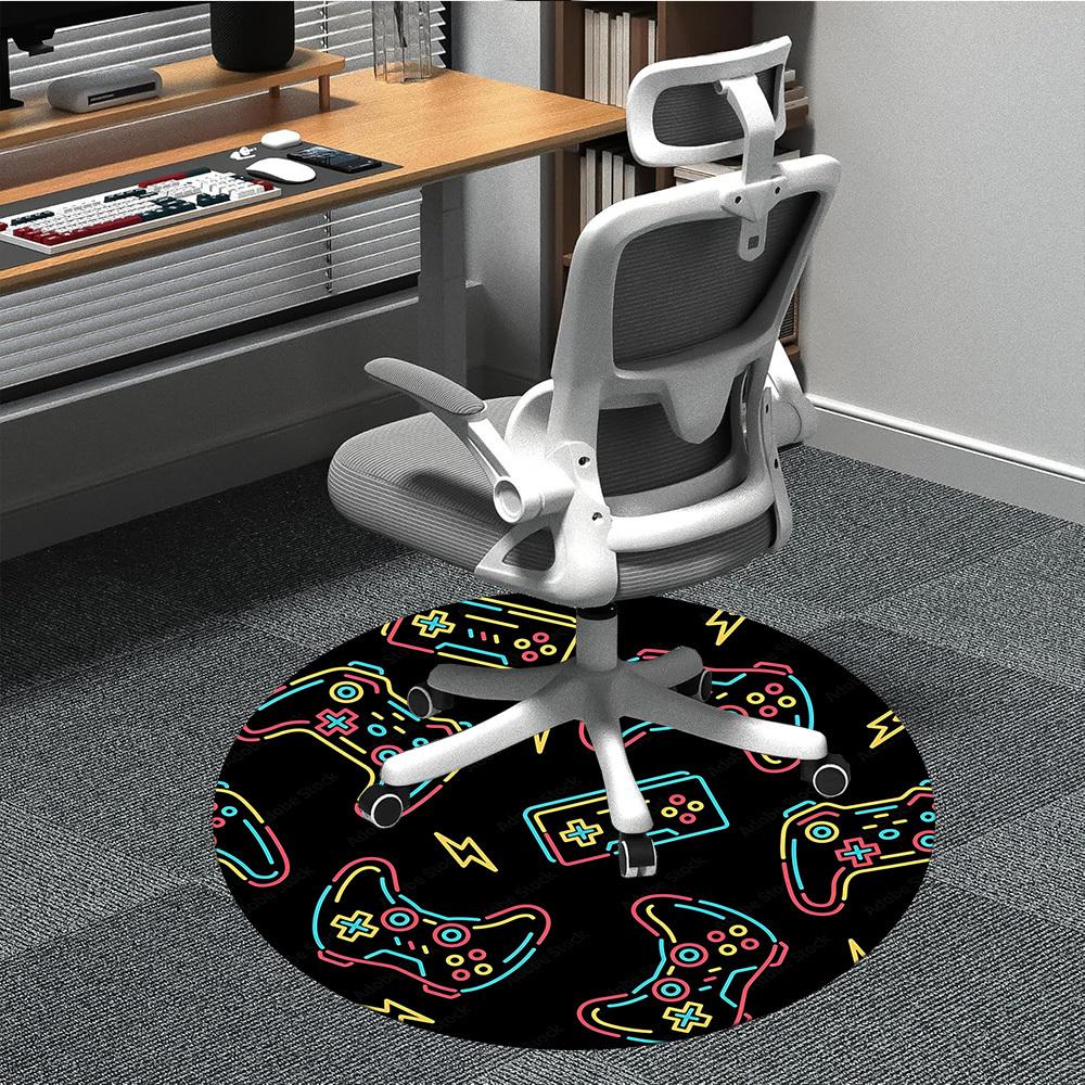 1pc Gaming Controllers Office Round Area Rug, Under Office Chairs Bedroom Living Room Home Decor, Room Deco