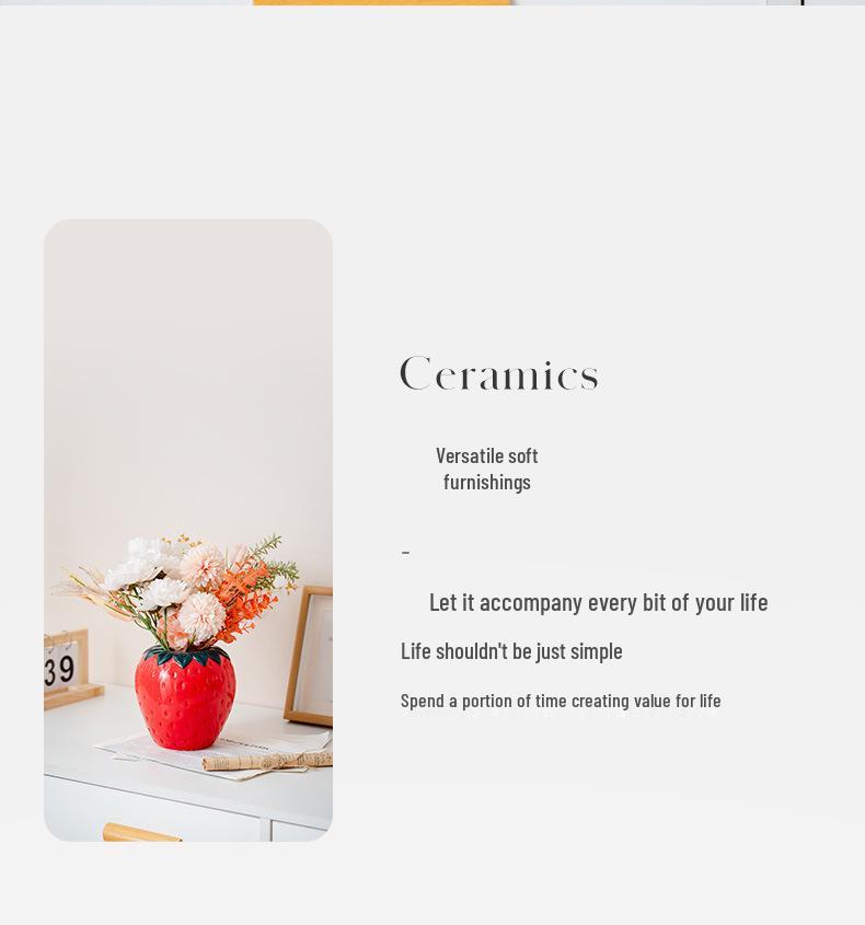 Creative Ceramic Strawberry Vase for Home and TV Cabinet Decoration