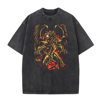 Japońska Anime Yu-Gi-Oh! T-shirt Skrzydlaty Smok Ra Y2k Spłowiony T-shirt Odzież Męska Letnie Bawełniane Koszulki z Krótkim Rękawem Top
