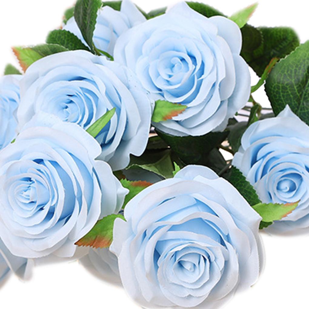 10 Heads Artificial Rose Flower Fake False Blossom Floral Wedding Bouquet Table Home Decor