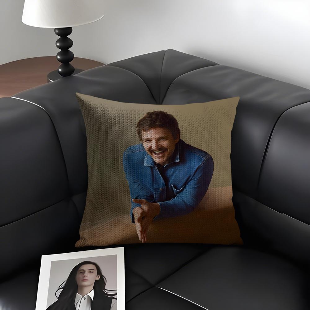 PPedro PascalL Actor Cushion Cover Natural Linen Organic Fabric DoubleSided Printing Sofa Home Decor Gift Pillow Case