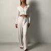 European and American fashion knitted lapel two-piece set autumn, exquisite pajama set women's sexy and thin loungewear