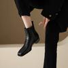 Fashion NEW Autumn/Winter Women Boots Square Toe Chunky Heel Shoes Split Leather Shoes for Women Zipper Ankle Boots Black Modern Boots