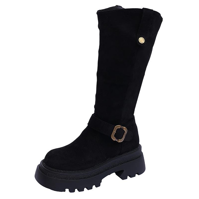 Thick-soled boots women's autumn new small men but knee versatile height-increasing and thin knight boots