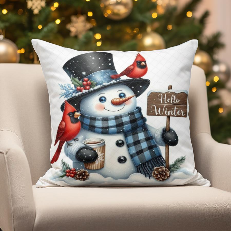 Home Decor Christmas Snowmen & Santa Pillows Suitable For Sofa Bedroom Car Pillow Cover Cushion Rectangular Back Cushion