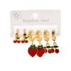 6Pcs Stainless Steel Cherry Strawberry Earrings Red Earrings Fashion Stud Earrings  Women